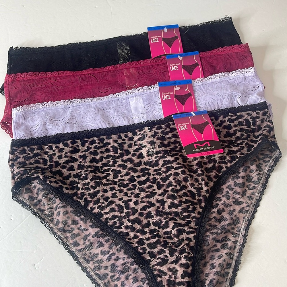 Maidenform Luxurious Lace High Leg Panties 4 Pairs Size XL / 8